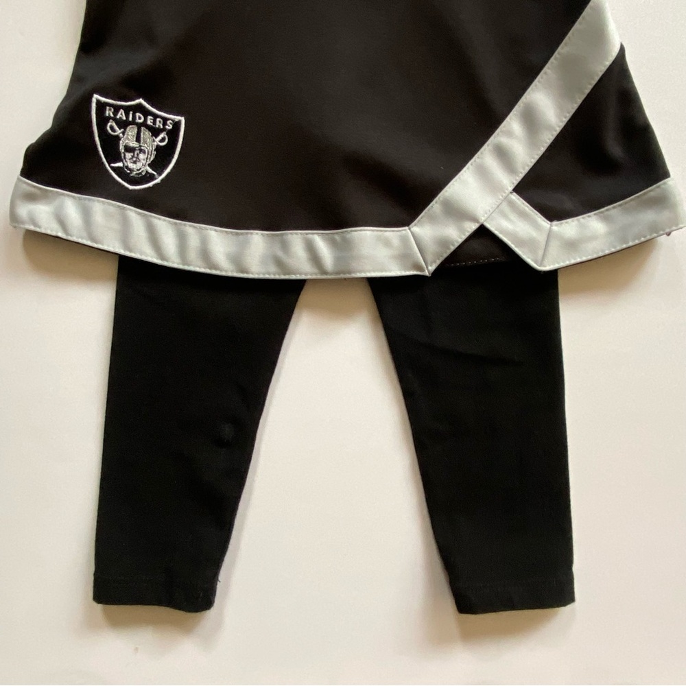 Raiders Cheerleading Dress Size 2T Reebok With Leggings Outfit Black Gray Girls - Picture 10 of 16